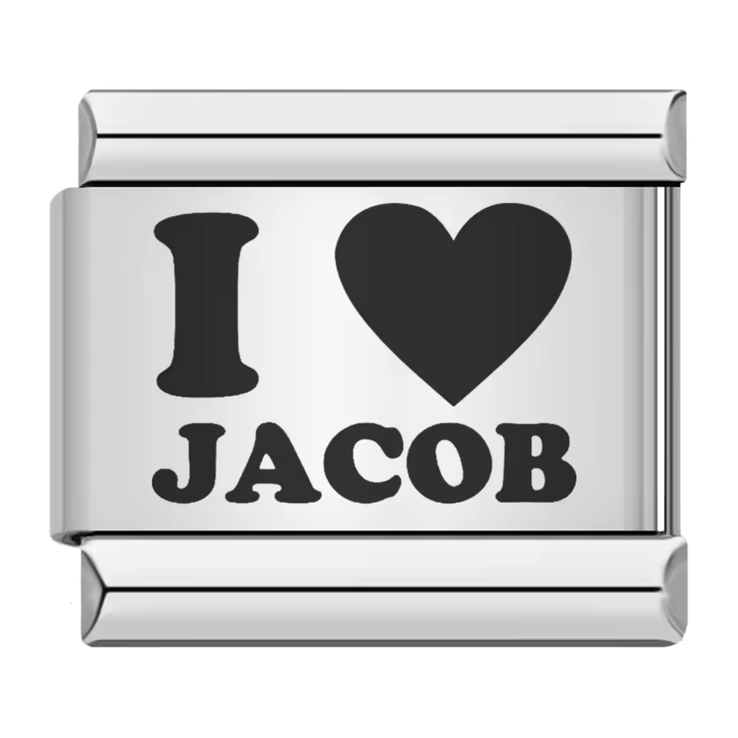 Charm Italien Argenté – “I love Jacob”