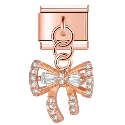 Charm Italien Pendentif couleur Or Rose, Argenté ou Doré – Noeud