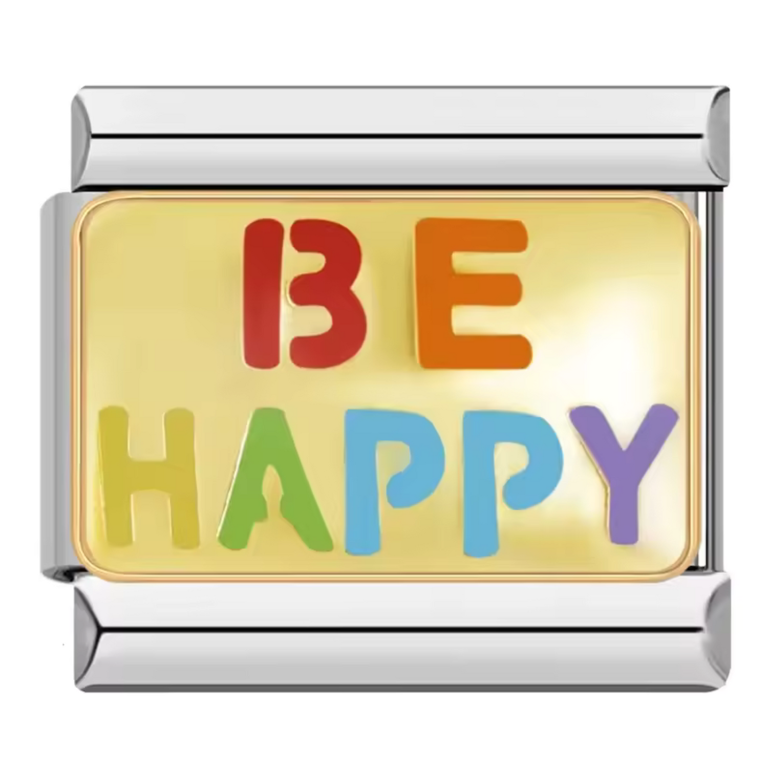 Charm Italien Argenté et Doré – "Be Happy"