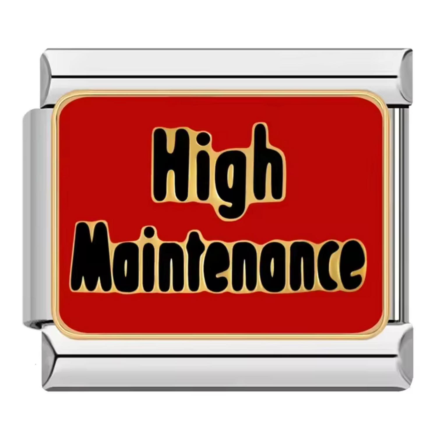 Charm Italien Argenté et Rouge – "High Maintenance"