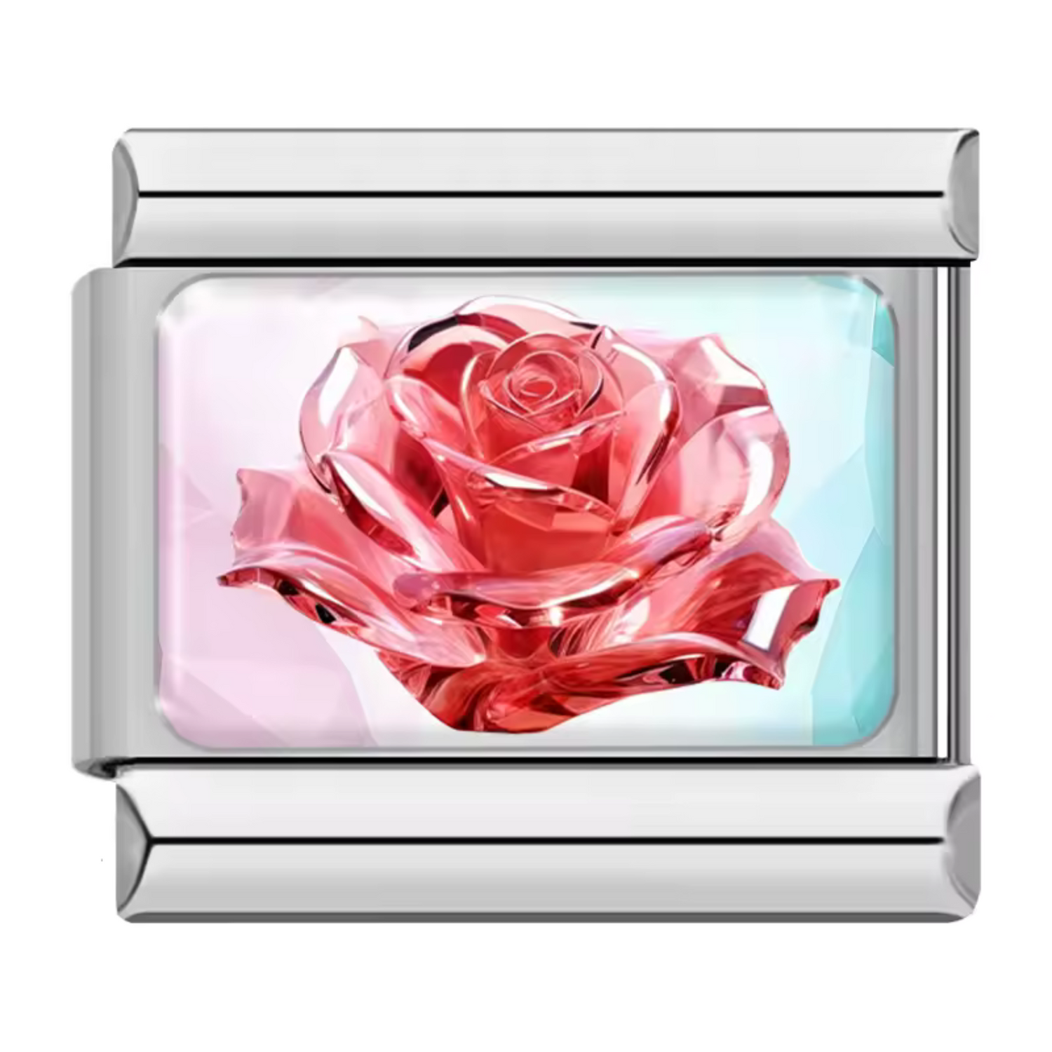 Charm Italien – Argenté Rose Cristalline