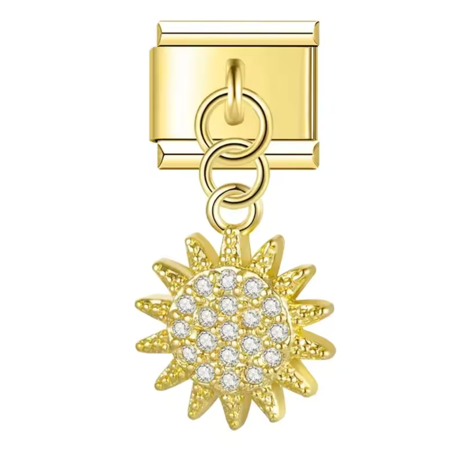 Charm Italien – Pendentif Soleil en Argent, Or ou Or Rose