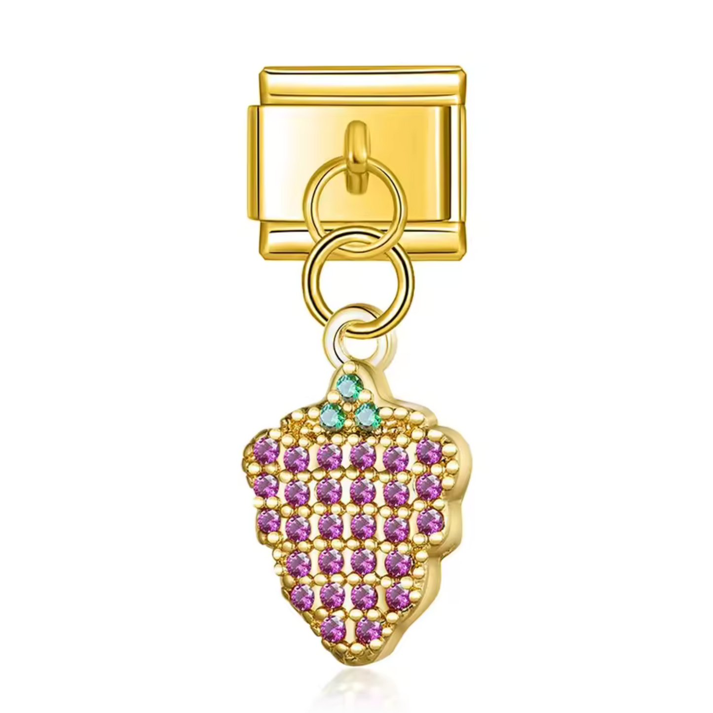 Charm Italien Pendentif – Grappe de Raisin en Doré, Argent ou Or Rose
