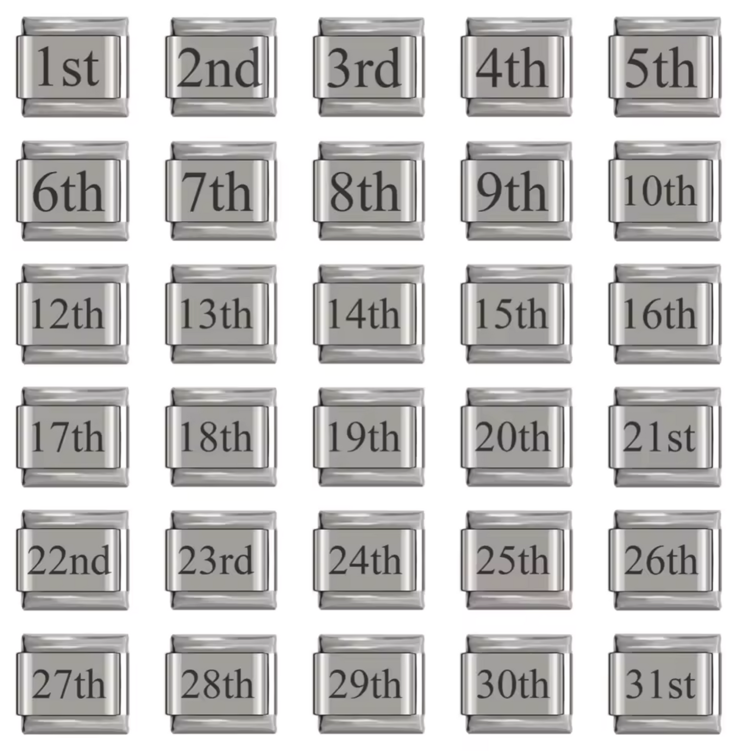 Charm Italien – Numéro Argenté (1st au 31st)