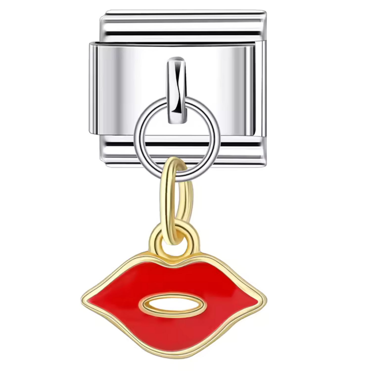 Charm Italien Pendentif Argenté ou Doré – Bouche Rouge