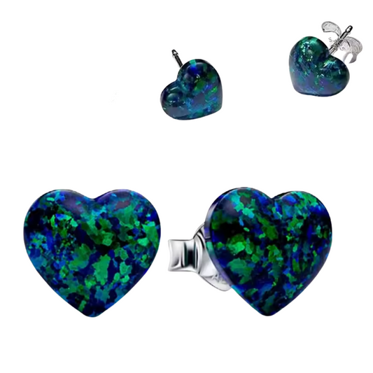 Boucles d’Oreilles Cœur Bleu-Vert – Fraîcheur Océane et Élégance Colorée