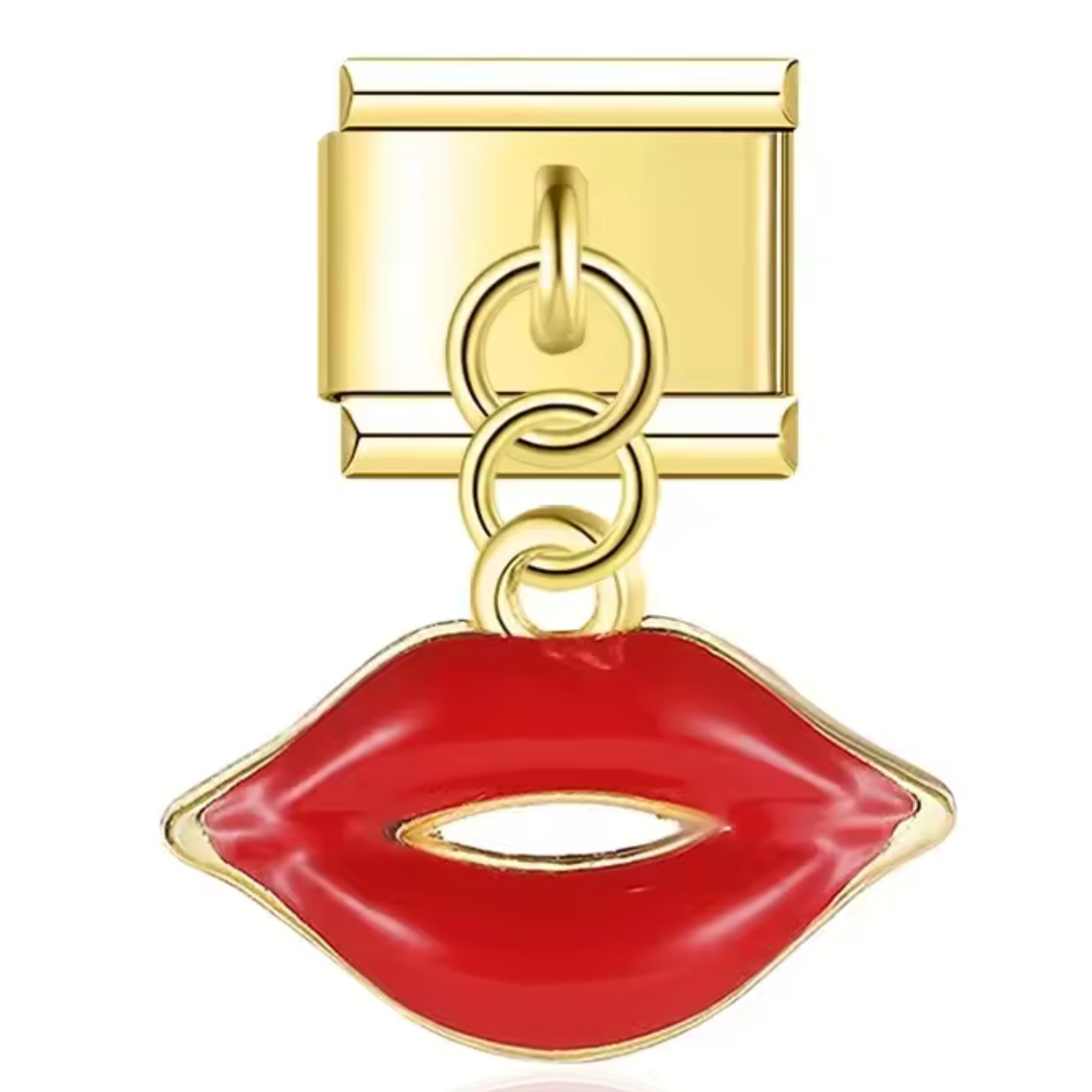 Charm Italien Pendentif Argenté ou Doré – Bouche Rouge