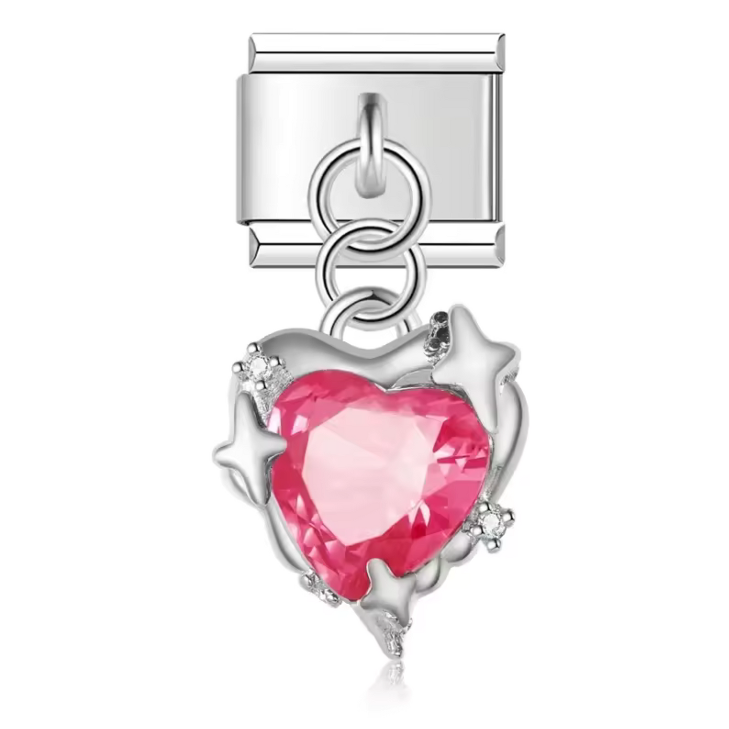 Charm Italien – Pendentif Cœur Rose avec Étoile