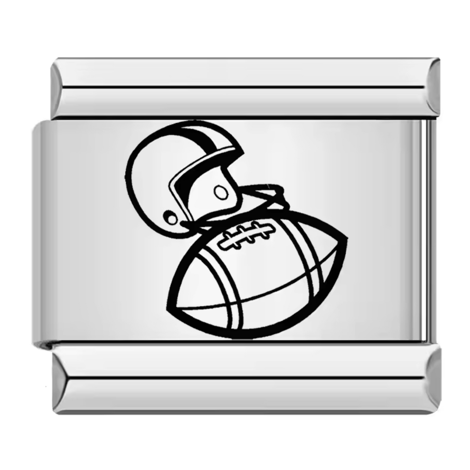 Charm Italien Argenté – Ballon et Casque de Football Américain