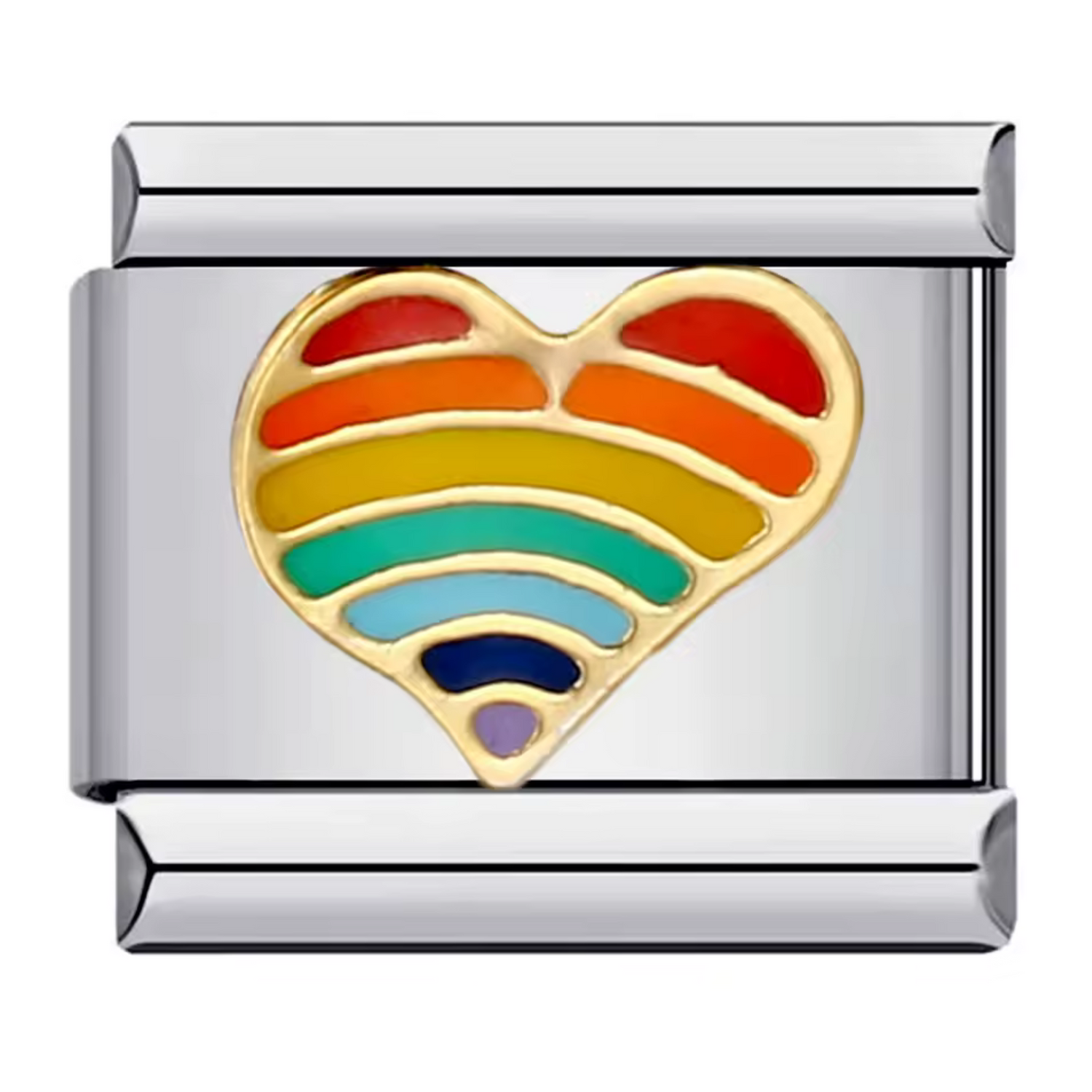 Charm Italien Argenté – Cœur Multicolore