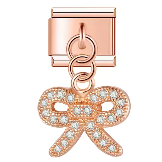 Charm Italien Pendentif couleur Or Rose, Argenté ou Doré – Noeud
