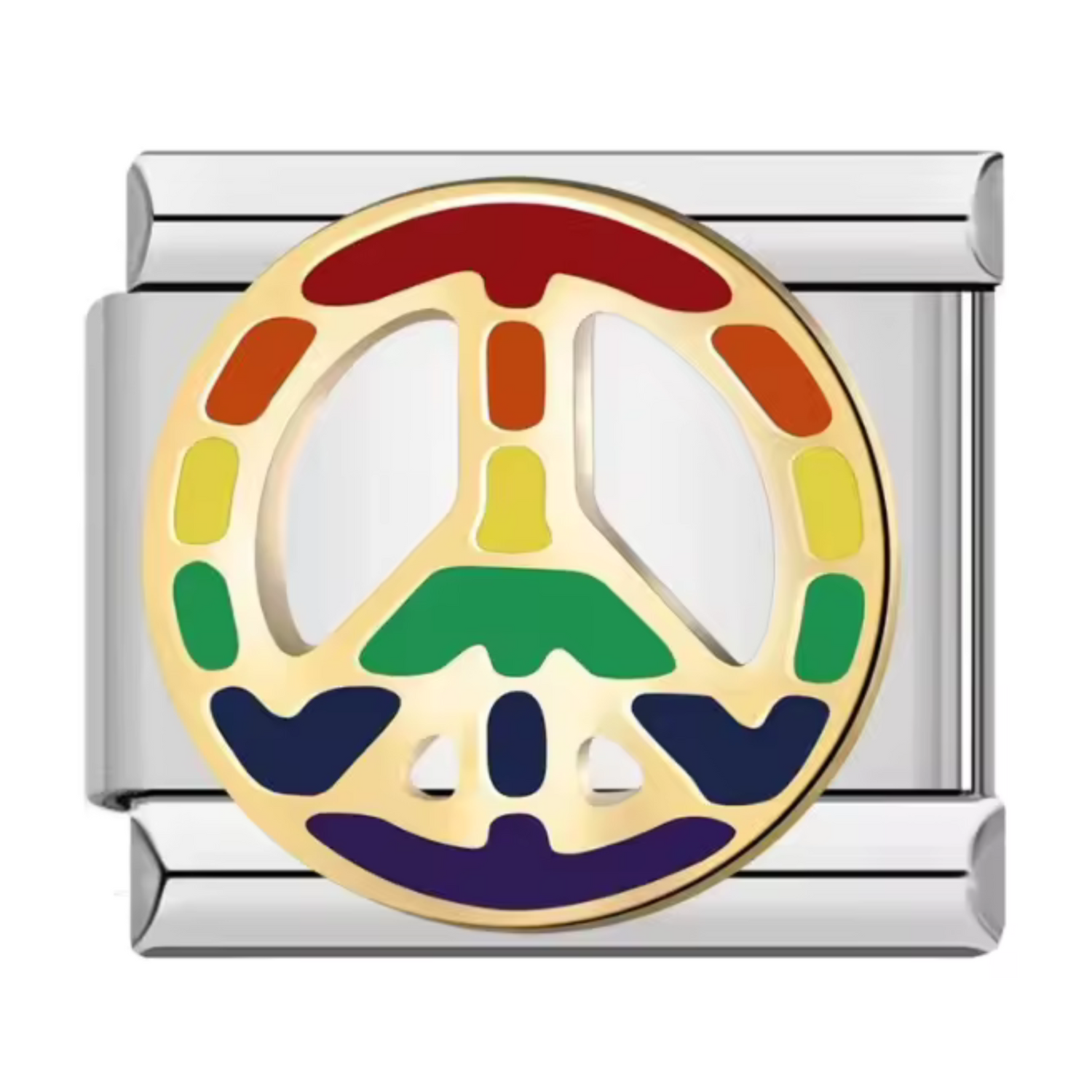 Charm Italien Argenté – Signe de la Paix Multicolore