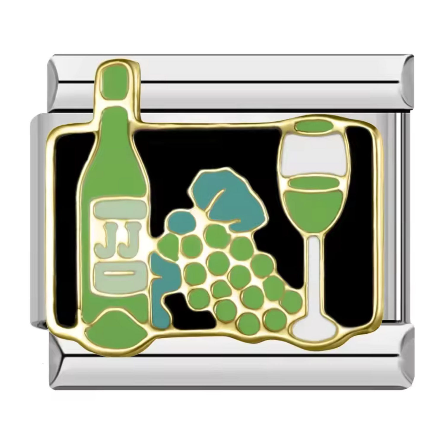 Charm Italien – Verre, Raisin et Bouteille de Vin
