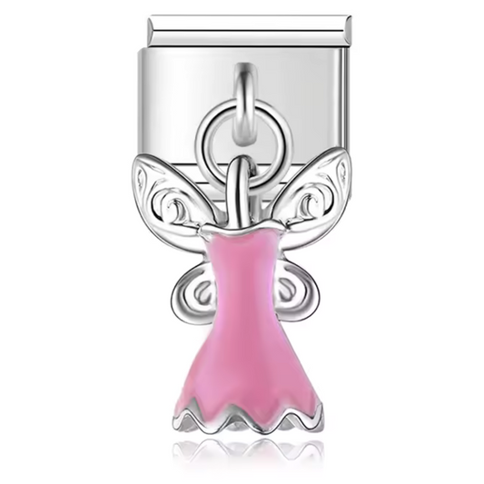 Charm Italien Pendentif Argenté – Robe Fée Clochette (2 coloris disponibles)