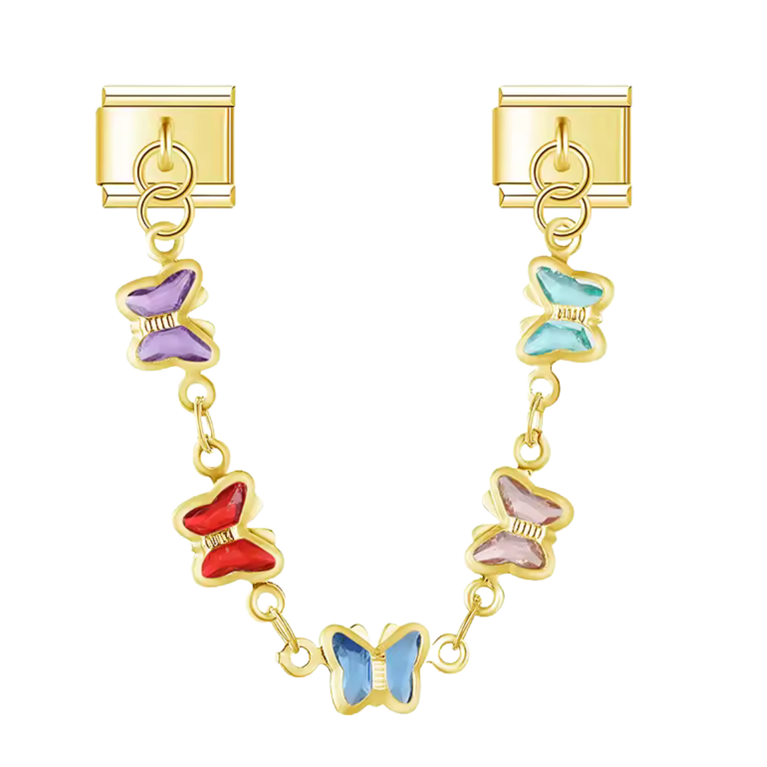 Charm Italien – Chaîne Dorée ou Argentée avec Papillon Coloré