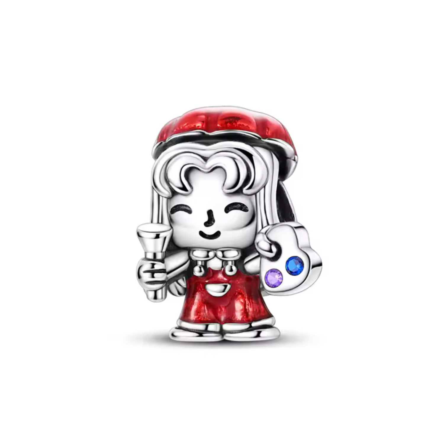 Charm Peintre en Salopette Rouge – Palette et Pinceau