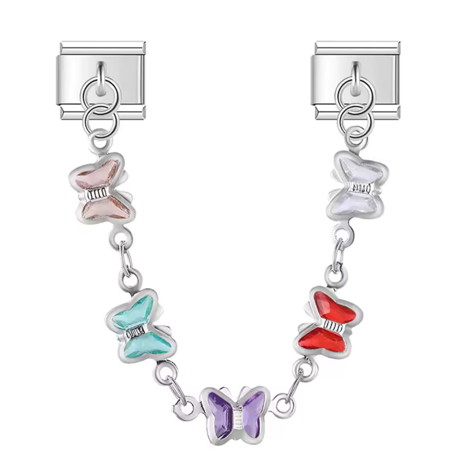 Charm Italien – Chaîne Dorée ou Argentée avec Papillon Coloré