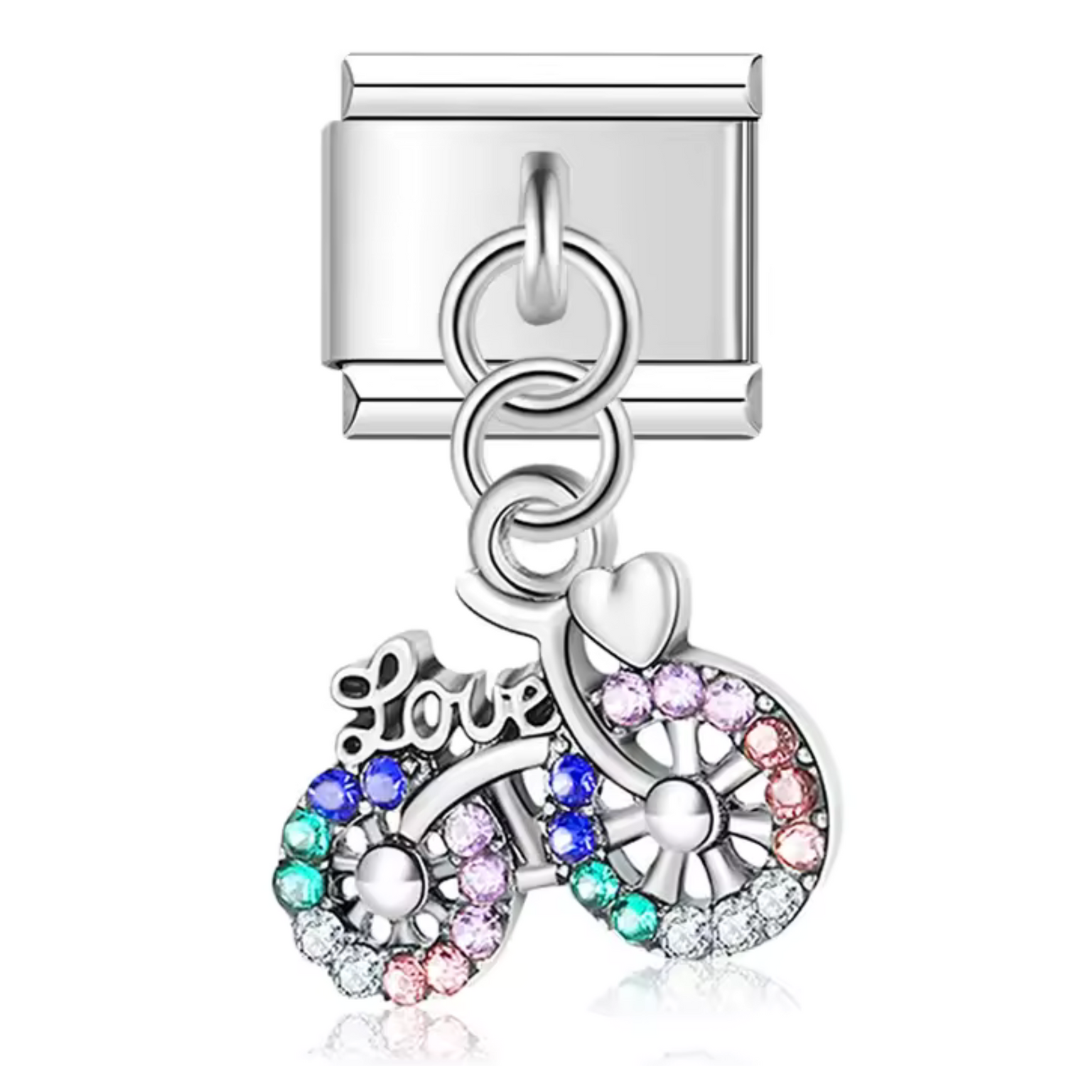 Charm Italien Pendentif Argenté – Vélo "Love"