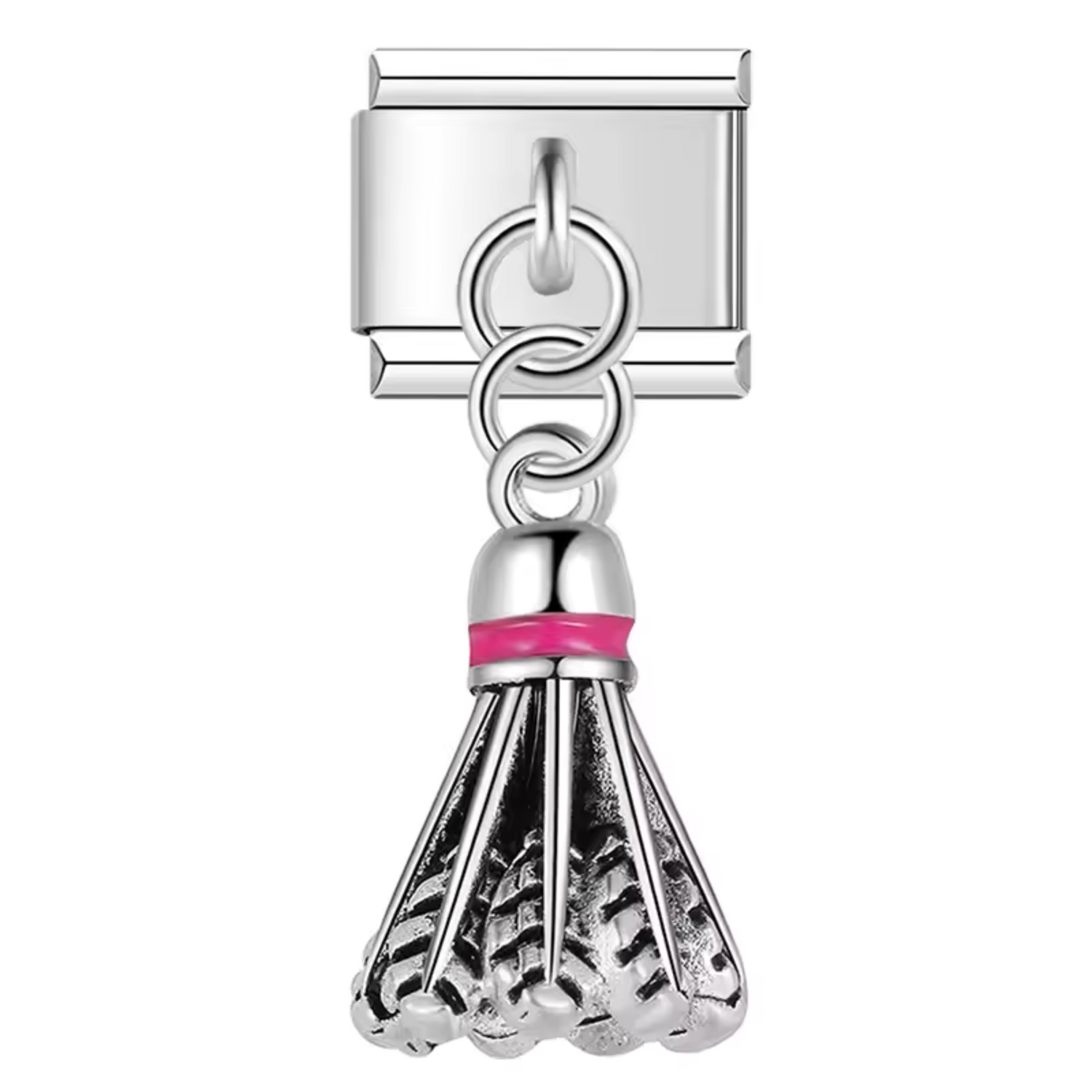 Charm Italien Pendentif Argenté – Volant de Badminton