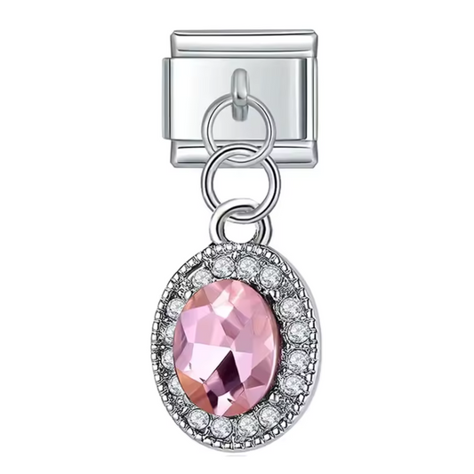 Charm Italien Pendentif Argenté – Pierre Bleue ou Rose