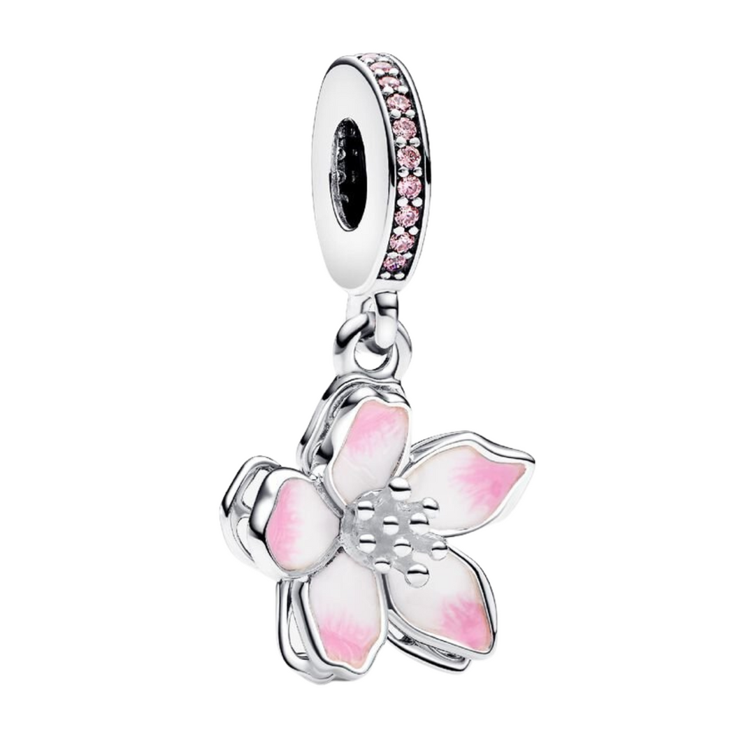 Charm Pendentif – Fleur de Cerisier Argentée