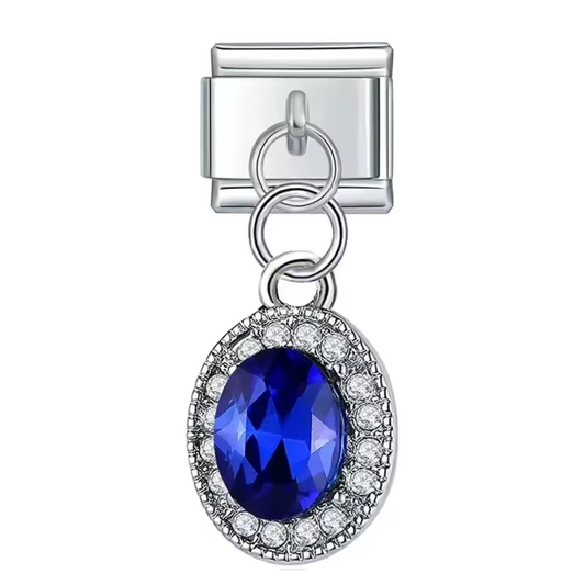 Charm Italien Pendentif Argenté – Pierre Bleue ou Rose