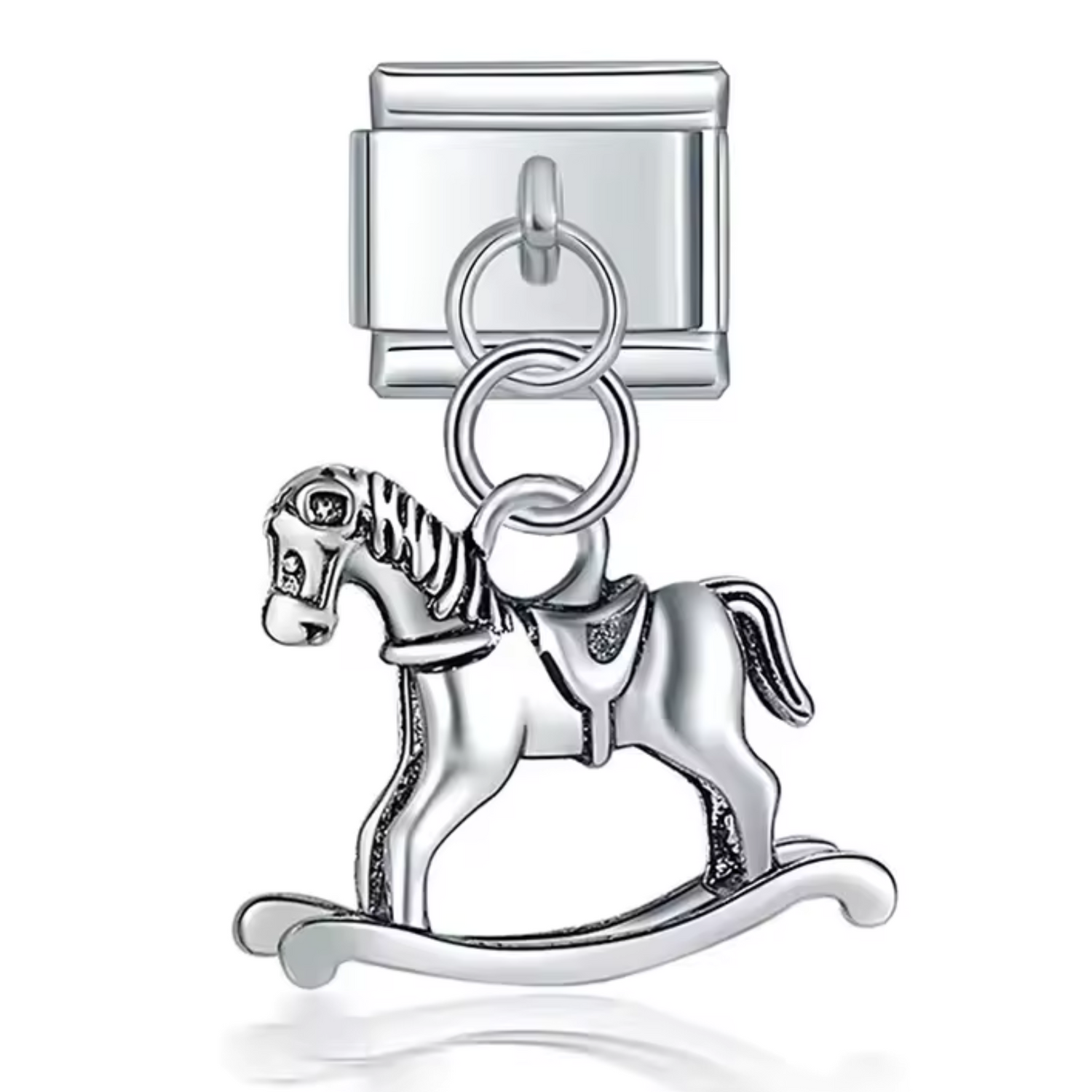 Charm Italien Pendentif – Cheval à Bascule Argenté