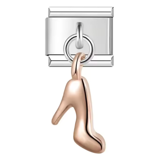Charm Italien Pendentif Argenté – Talon Or Rose