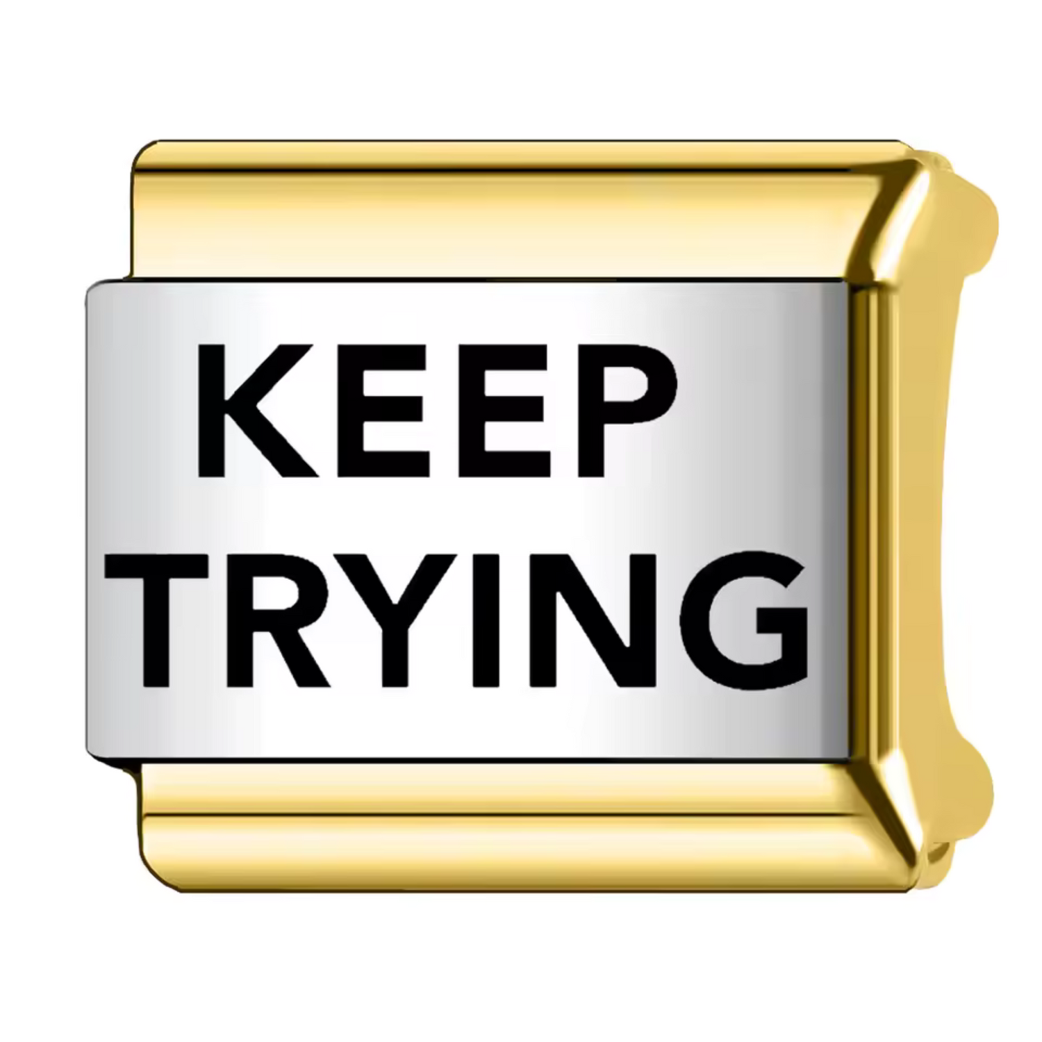 Charm Italien Argenté et Doré – “Keep trying”