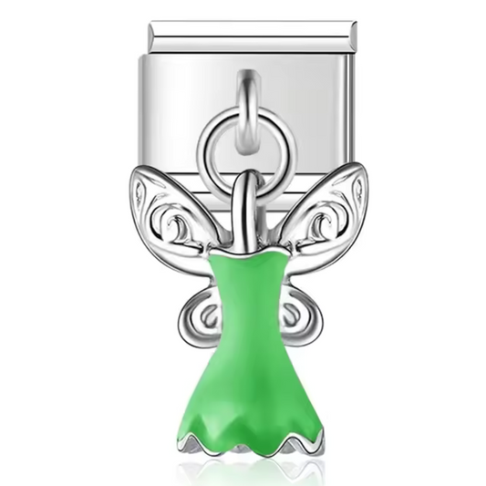 Charm Italien Pendentif Argenté – Robe Fée Clochette (2 coloris disponibles)