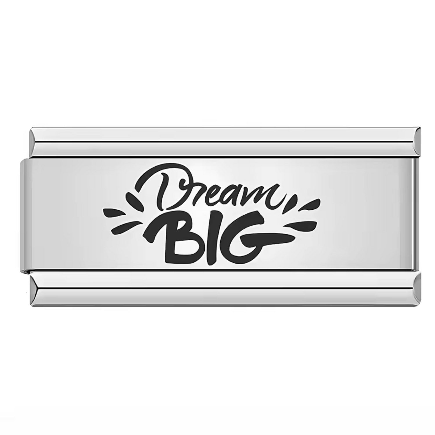 Charm Italien Long Argenté – "Dream Big"
