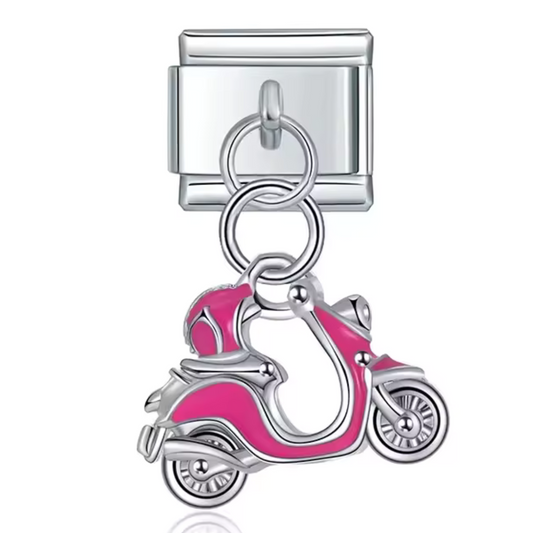 Charm Italien Pendentif Argenté – Scooter Rose
