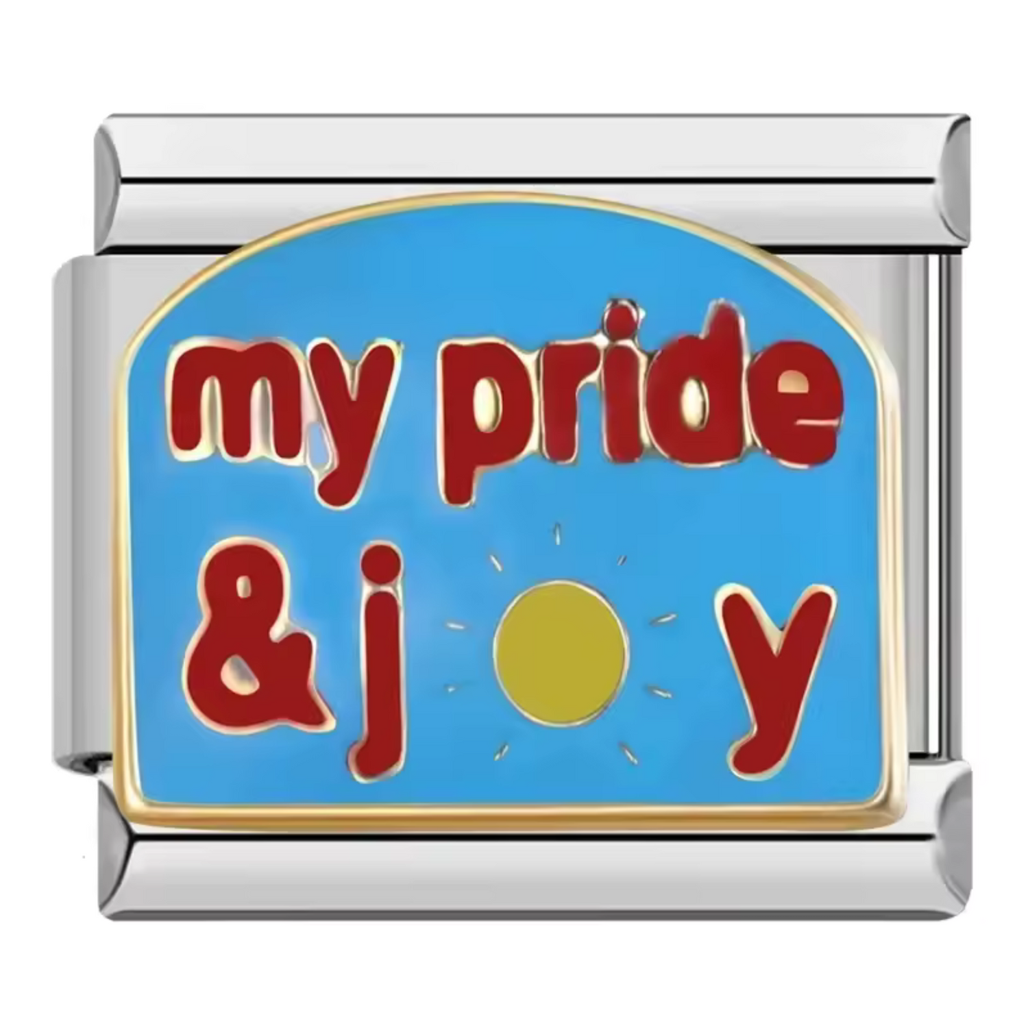 Charm Italien Argenté – “My Pride and Joy” sur fond bleu