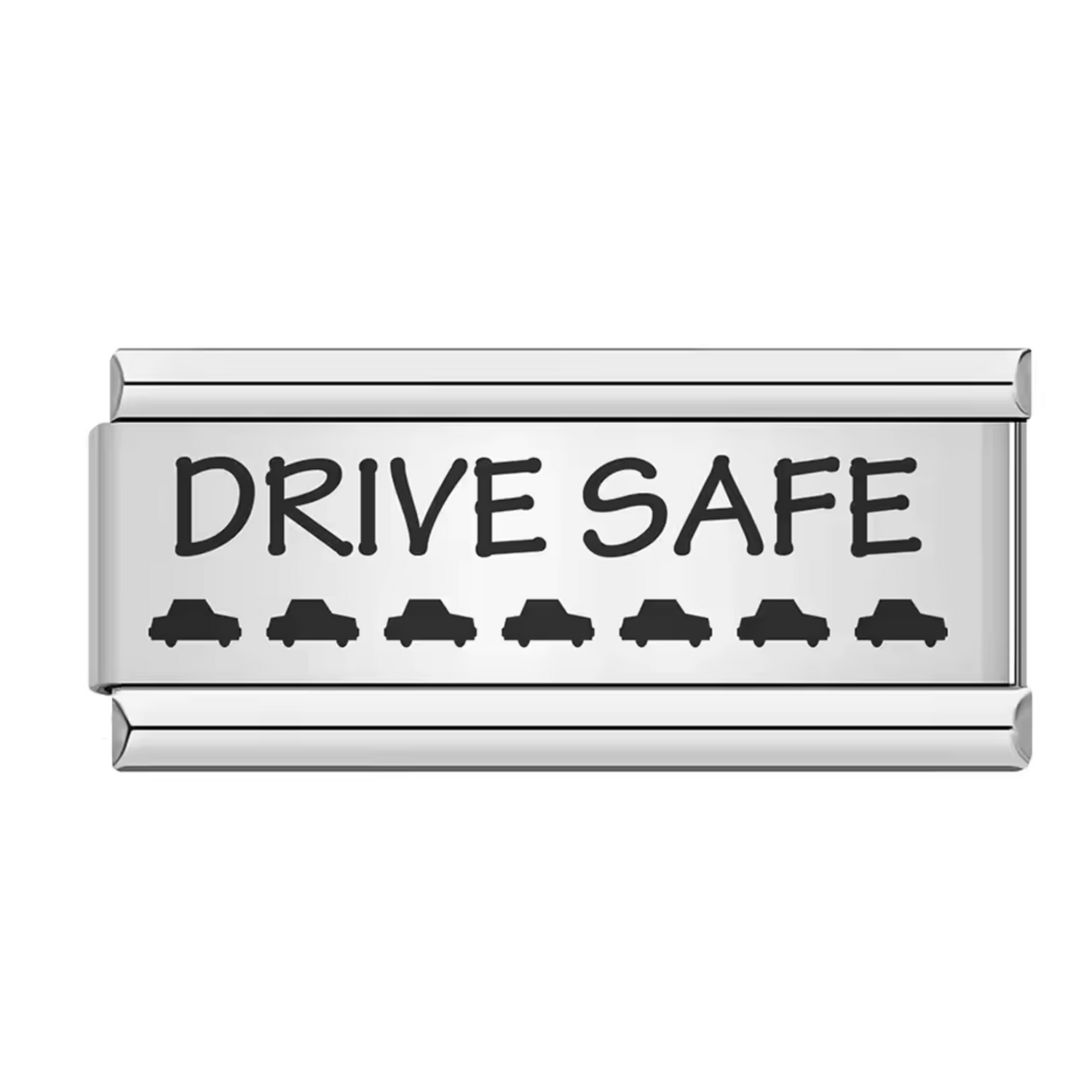 Charm Italien Long Argenté – “Drive Safe”