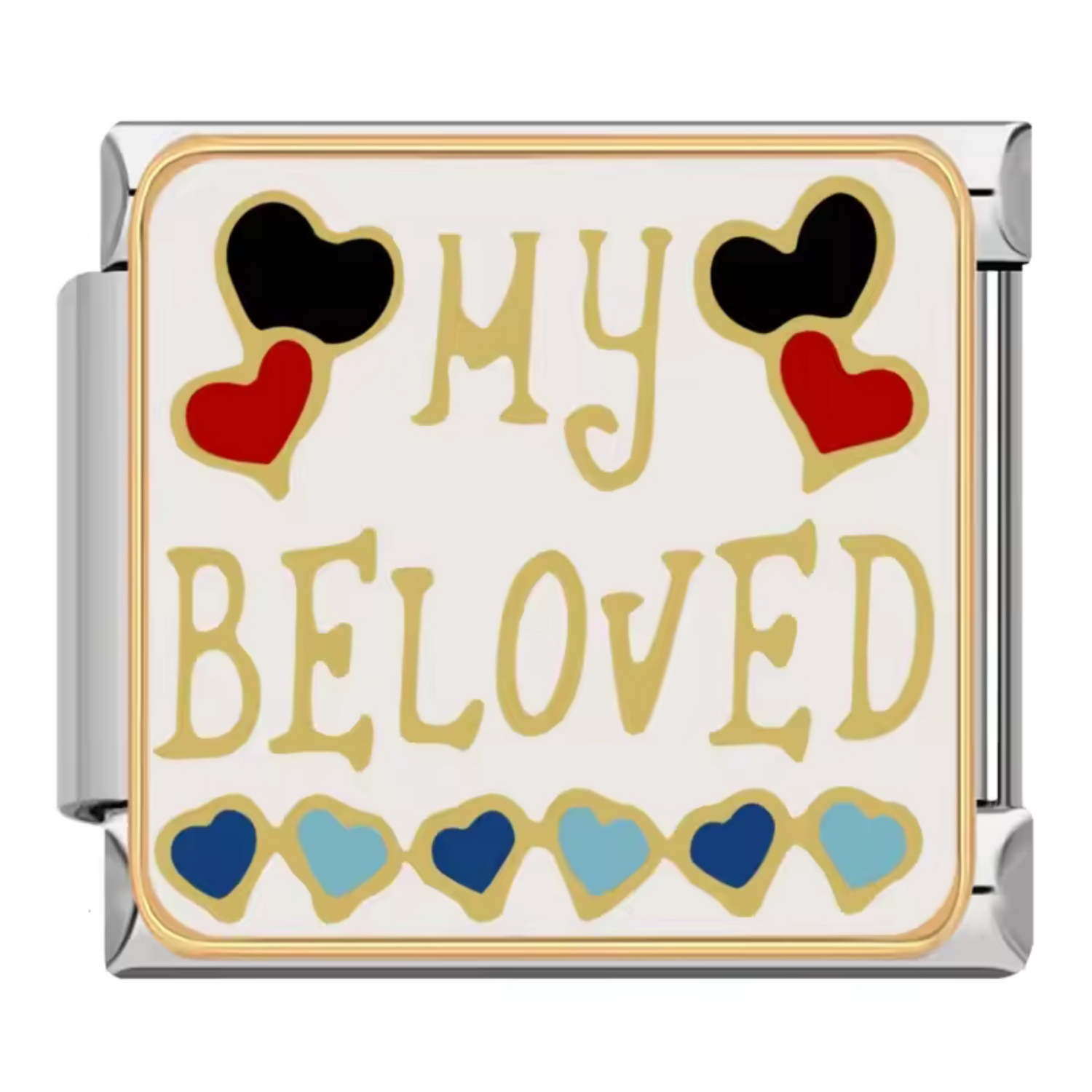 Charm Italien Argenté – “My Beloved” avec Cœur
