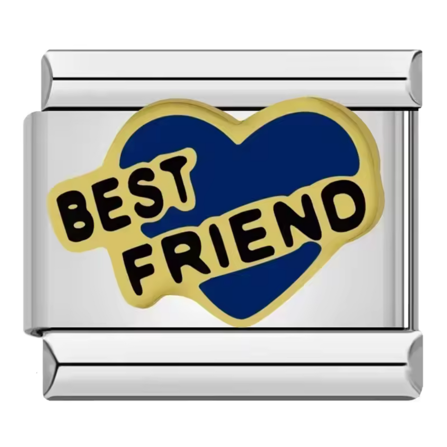 Charm Italien Argenté – “Best Friend” dans un Cœur Bleu