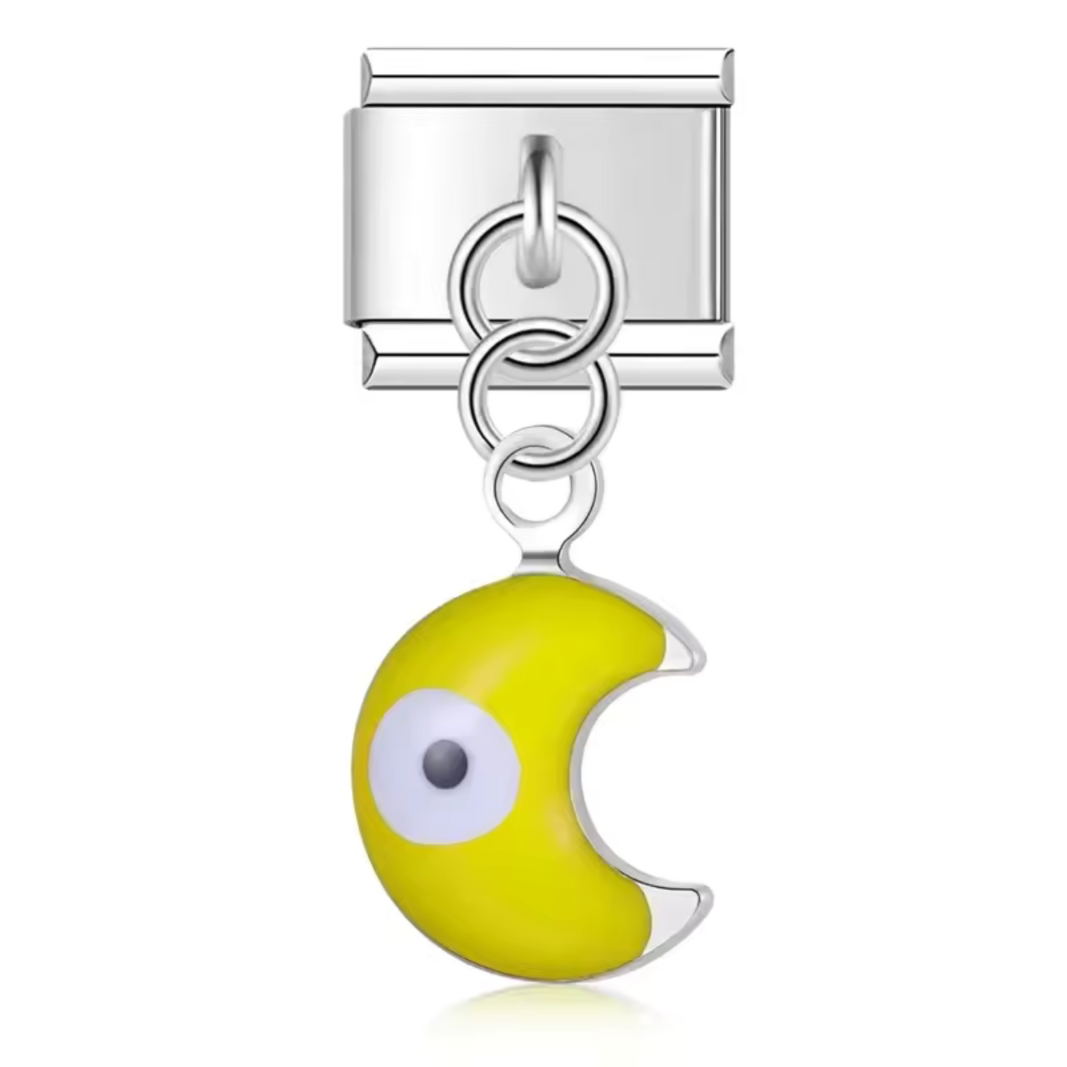 Charm Italien – Pendentif Lune Argentée en Couleurs