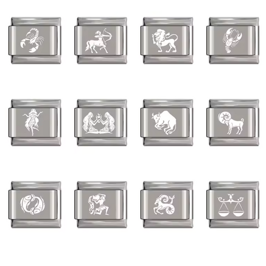 Charm Italien Argenté et Blanc – Signe Astrologique