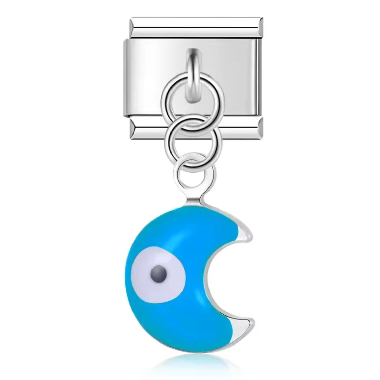 Charm Italien – Pendentif Lune Argentée en Couleurs