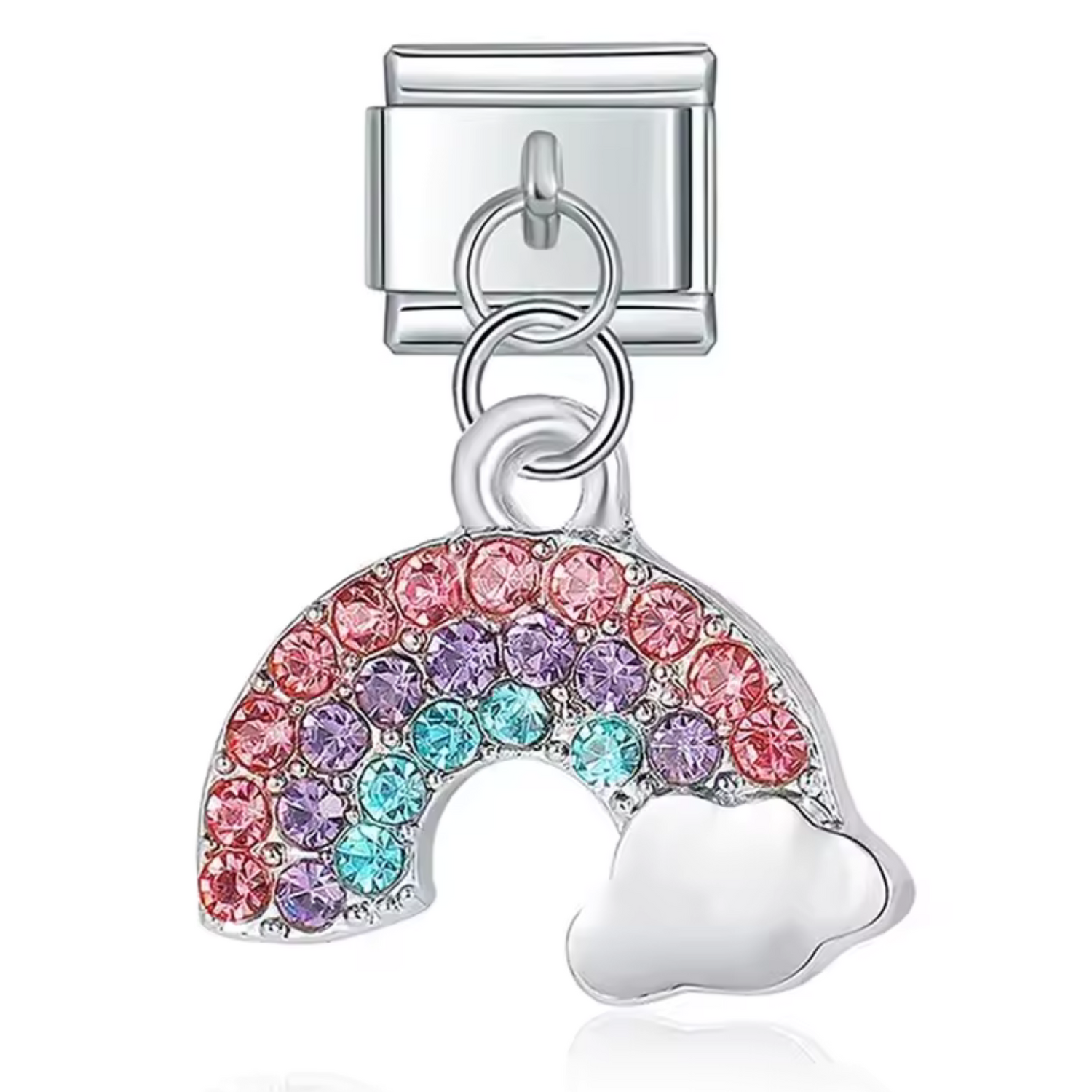 Charm Italien – Pendentif Arc-en-Ciel Argenté et Coloré