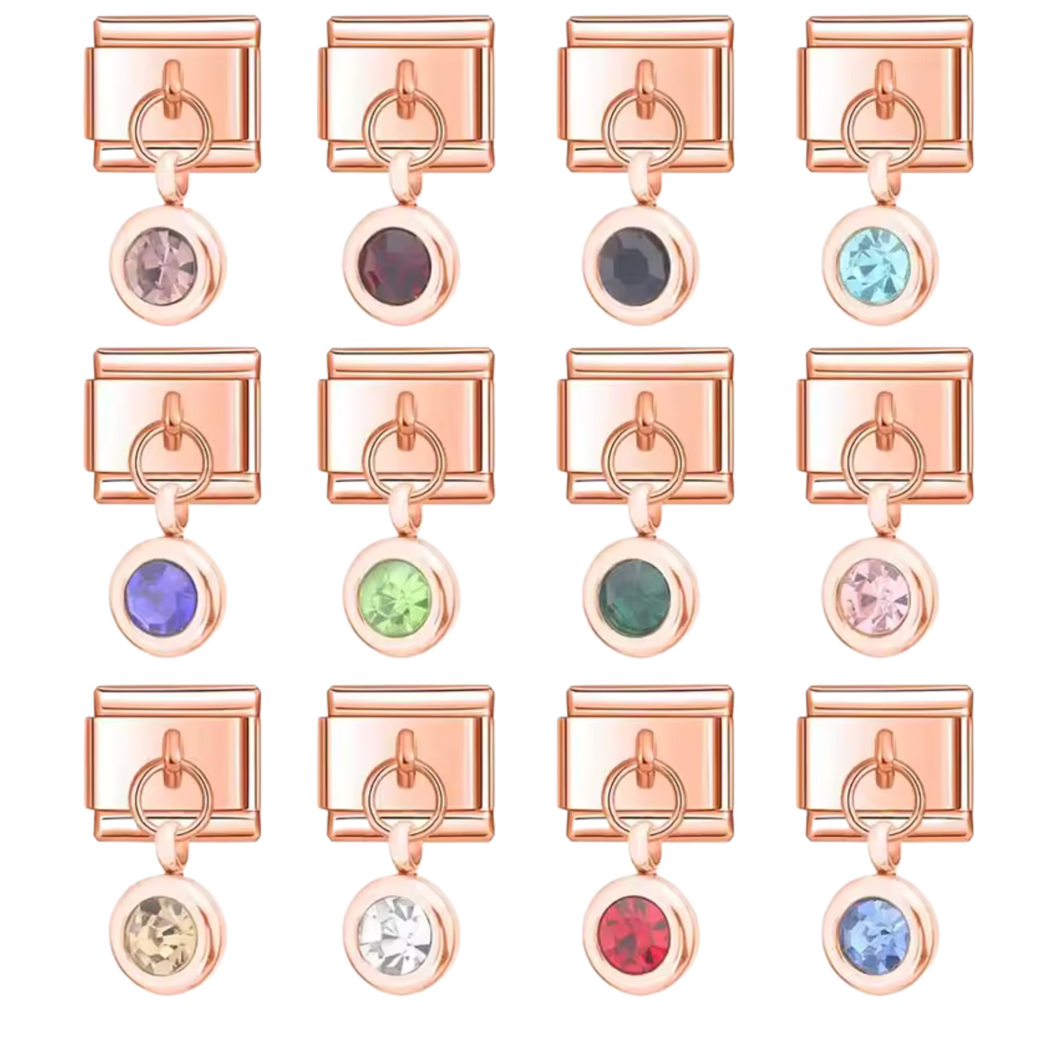 Charm Italien Pendentif Couleur Or Rose – Pierre de Naissance