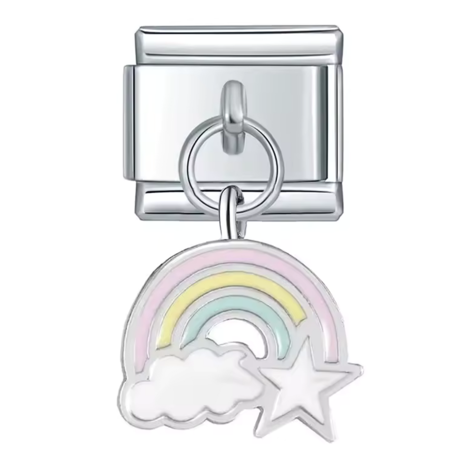 Charm Italien – Pendentif Arc-en-Ciel Argenté et Coloré