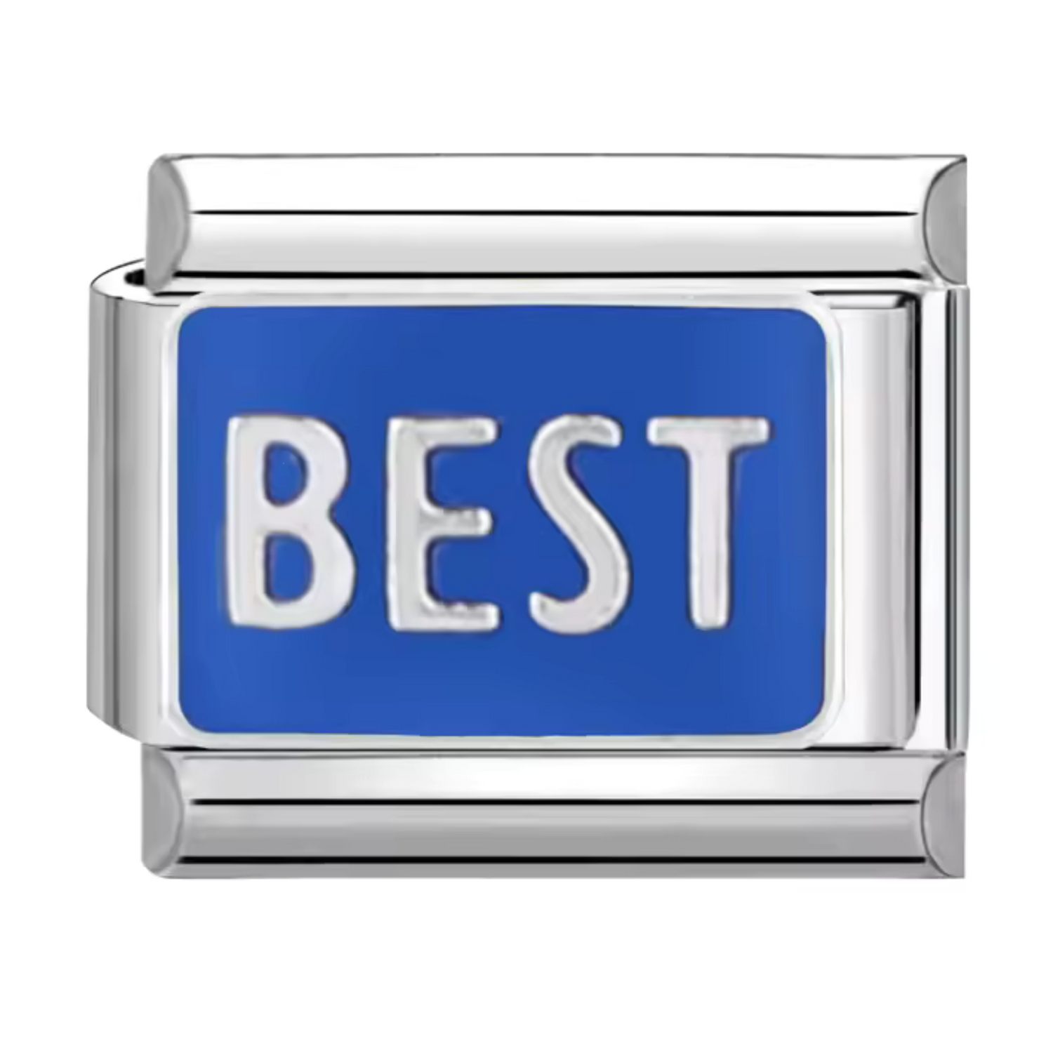 Charm Italien Argenté – “Best” sur fond bleu