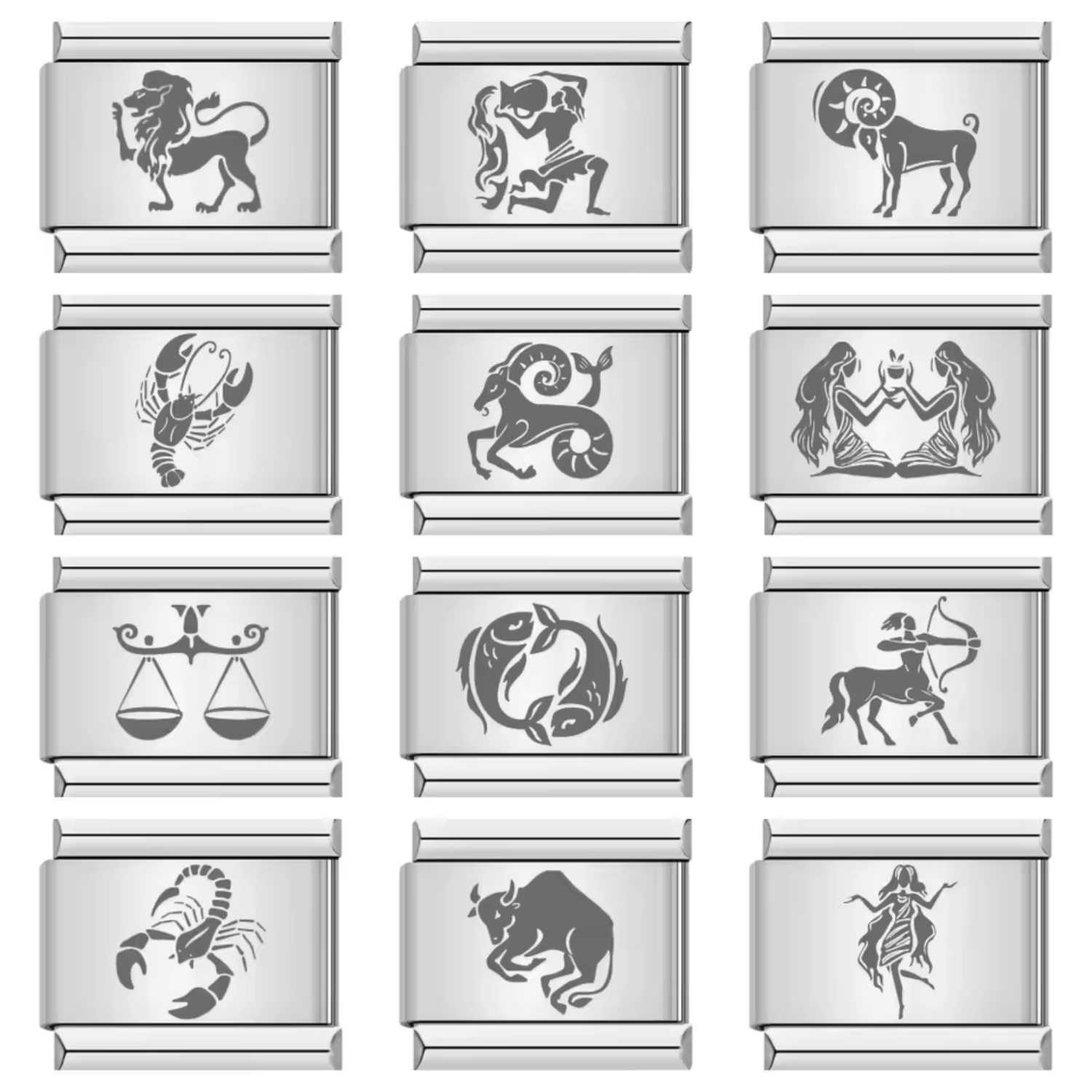 Charm Italien Argenté – Signe Astrologique Gris