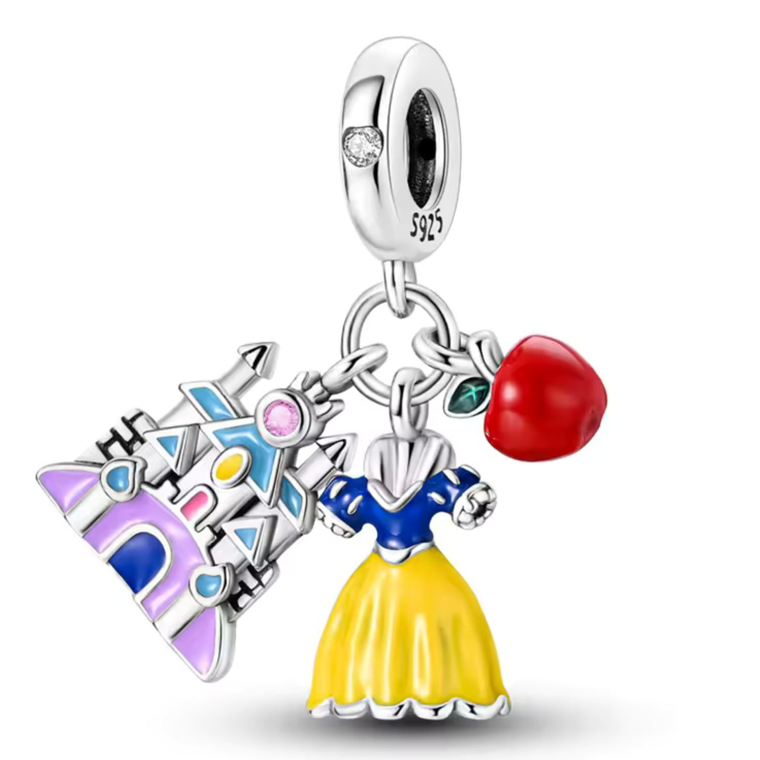 Charm Conte de Fées – Robe, Pomme et Château de Blanche-Neige