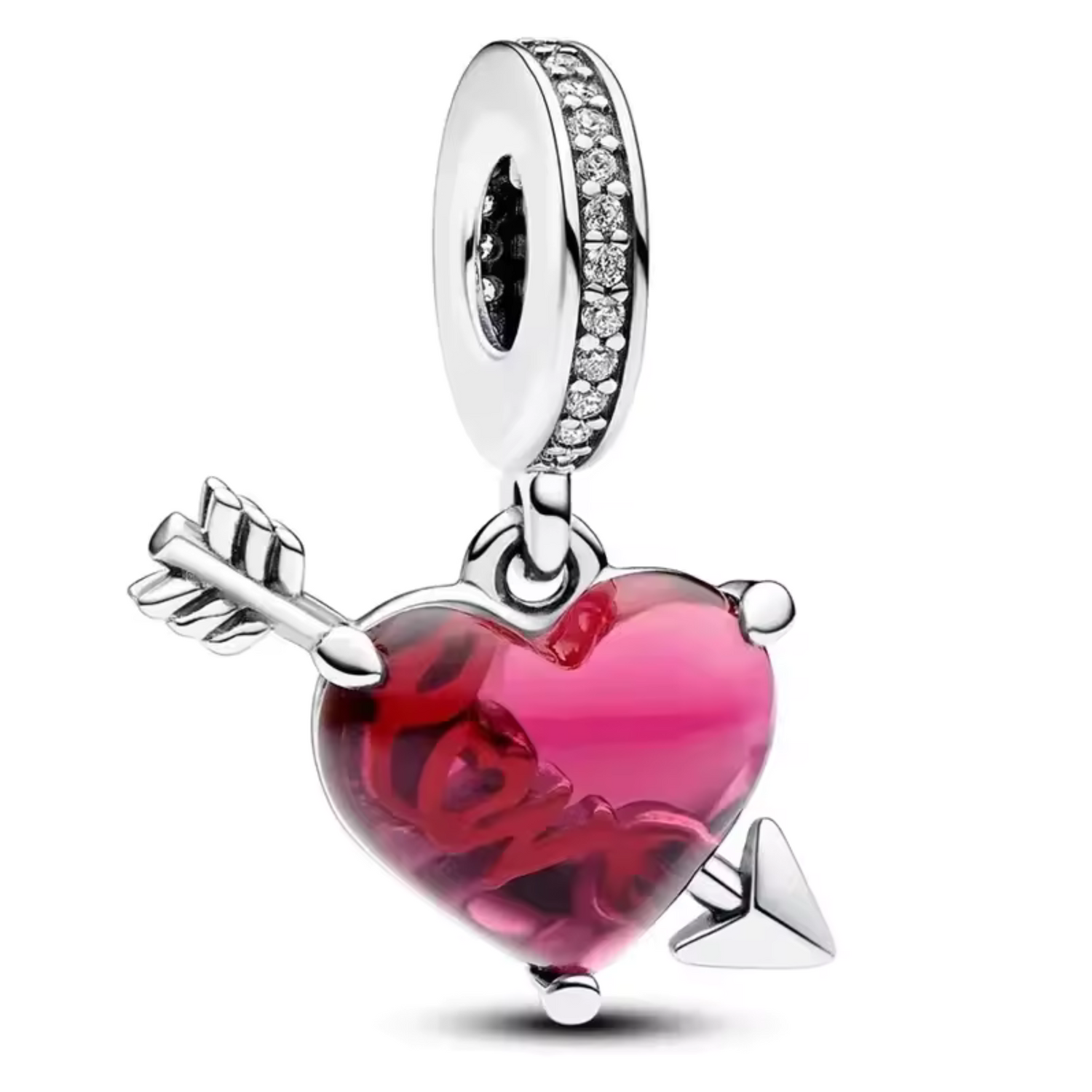 Charm Cœur avec Flèche et Inscription "Love"