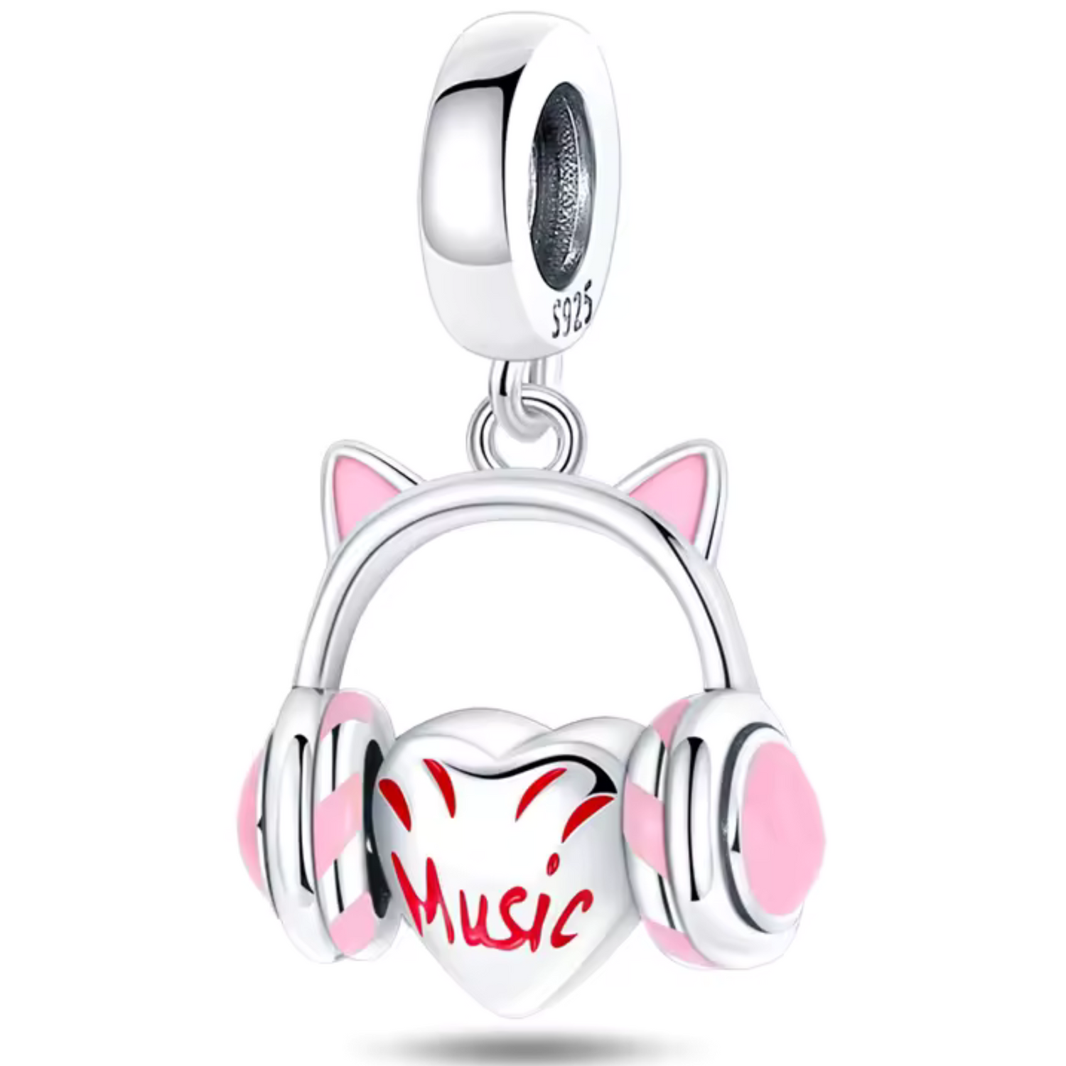 Charm Cœur avec un Casque de Musique