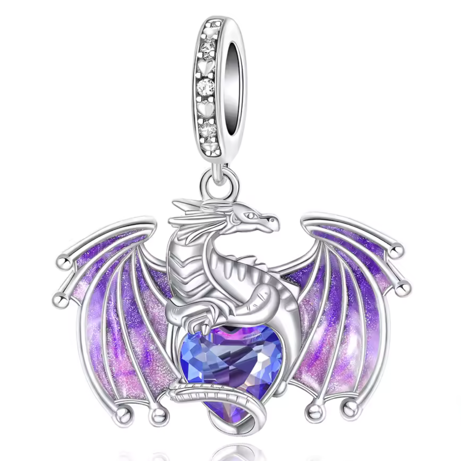 Charm Pendentif Dragon Majestueux aux ailes violettes