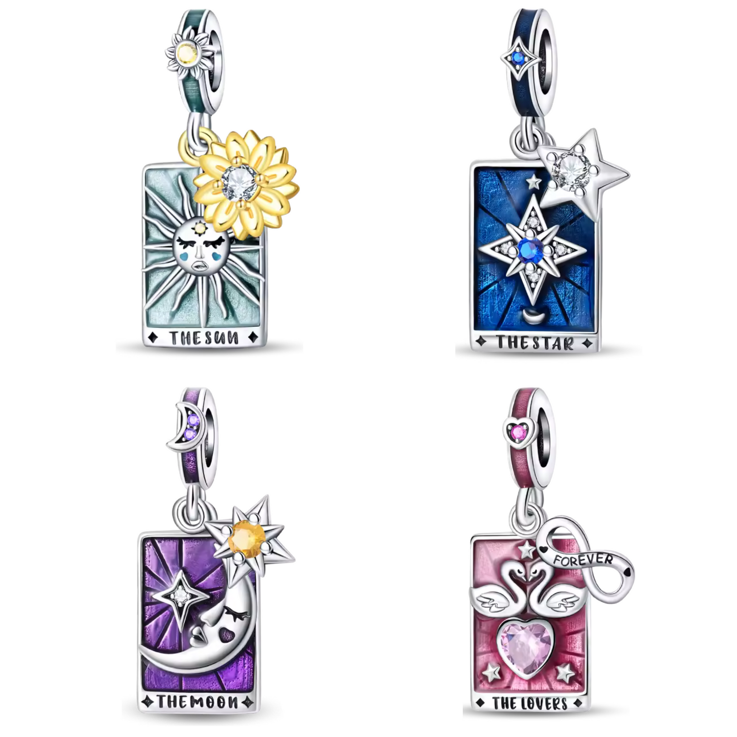Charms Cartes de Tarot : The Moon, The Star, The Sun ou The Lovers