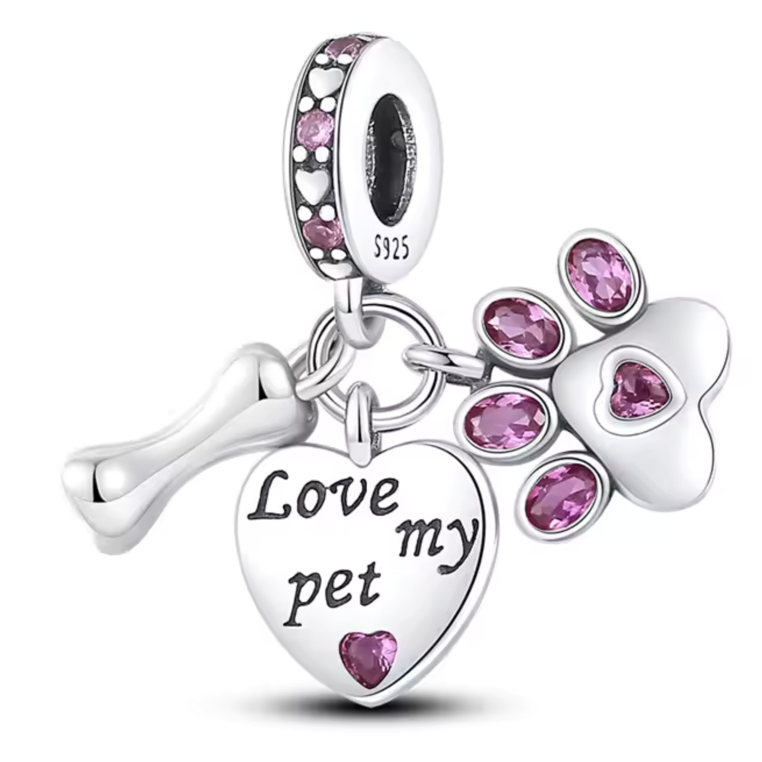 Charm Os avec Patte et Cœur "Love My Pet"